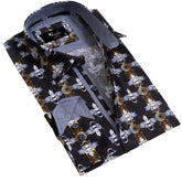 Black, Silver, Gold Medusa Head Mens Slim Fit Designer French Cuff Shirt - tailored Cotton Shirts for Work and Casual Wear